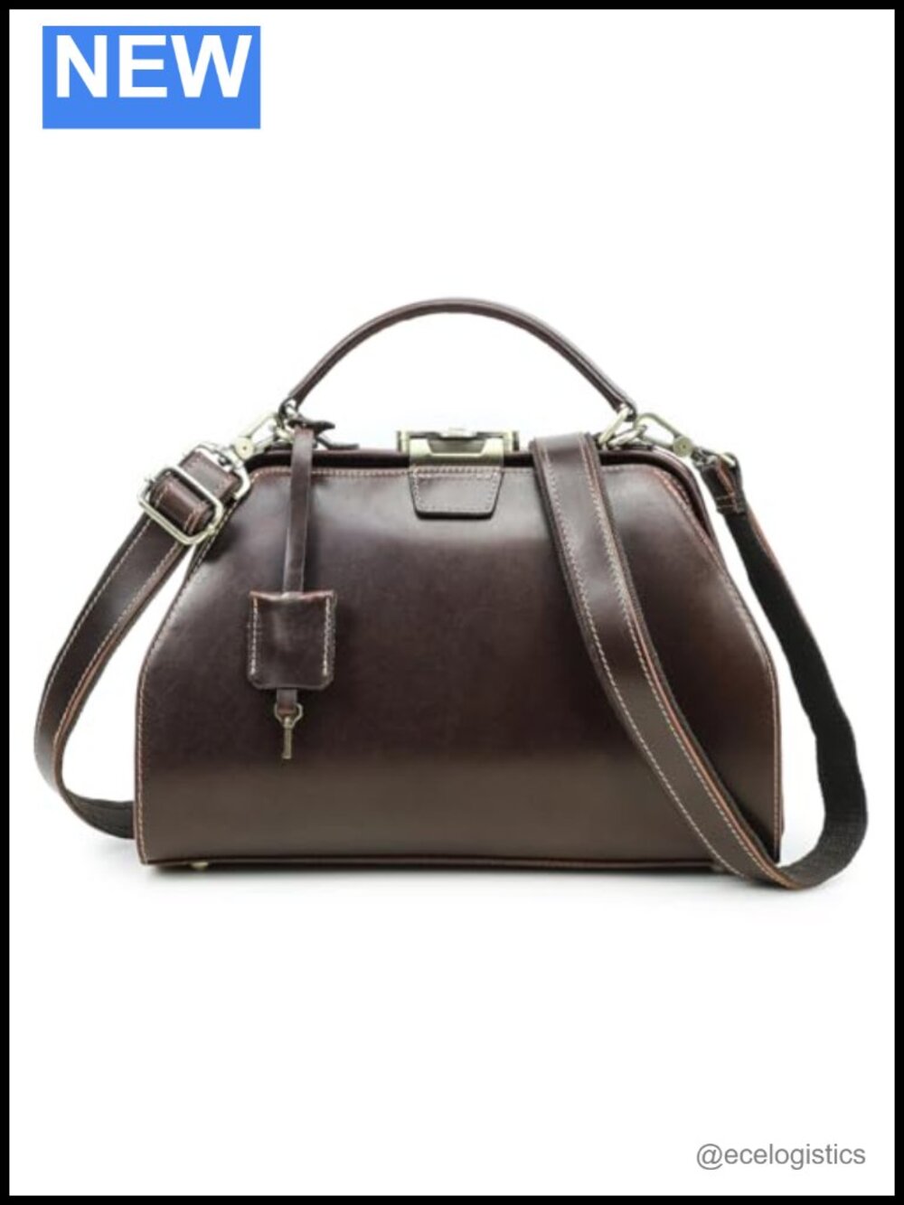 Vintage Full Grain Leather Doctor Bag Satchel Top Handle Purse